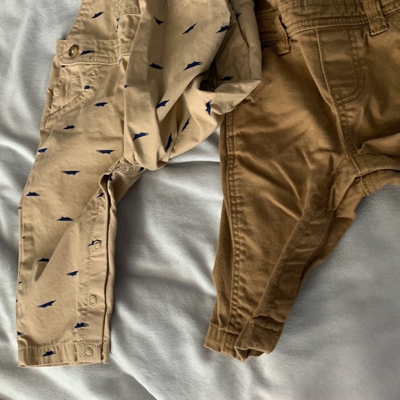 Kids khaki alligator embroidered overalls just one you and camel colored 6 month - Picture 5 of 5